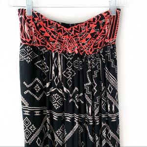 Billabong Black, White,&Pink Aztec Strapless Dress